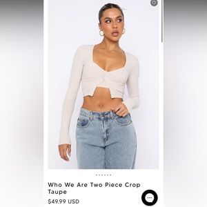 White Fox Two Piece Crop Taupe